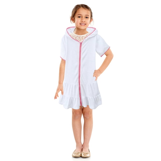 DPTALR Girls Swim Cover Up Kids Swimsuit Coverup Zip-Up Beach Bathing Suit Robe
