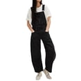 thumbnail image 1 of Womens Denim Overalls Loose Fit Leg Adjustable Strap Hip Hop Jean Jumpsuits Black XXL, 1 of 8
