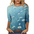 thumbnail image 1 of Pompotops T-shirt Ample Imprimé pour Femme Blouse à Manches 3/4 Col Rond Hauts Décontractés Liquidation, 1 of 5