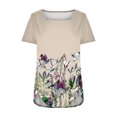 thumbnail image 4 of Pompotops Mode Femmes Casual Imprimé Col Carré Manches Courtes Tops Chemisiers Amples, 4 of 5