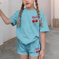 thumbnail image 4 of Robe d'Été avec Manches Ensemble de Loisirs d'Été pour Enfants Col Rond Manches Courtes Haut et Shorts Ensemble Deux Pièces Mignon Ensemble d'Été, 4 of 6