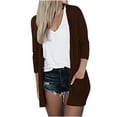 thumbnail image 4 of Cardigans pour Femmes Couleur Manches Trois Quarts Hauts Décontractés Blouse avec Poche Cardigan Vestes de Course pour Femmes en Liquidation, 4 of 6