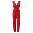 thumbnail image 5 of Penkiiy Combinaisons pour Femmes Mode Femme Été Uni Décontracté Poche Sans Manches Salopette Rouge TG Combinaisons, 5 of 5