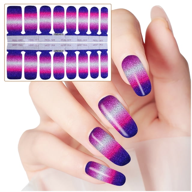 Nail Sticker Set Glitter Gradient Self- Decals for Nails Polish Strips Wraps Fashionable Cosmetic Accessories for Women (Nail Stickers)
