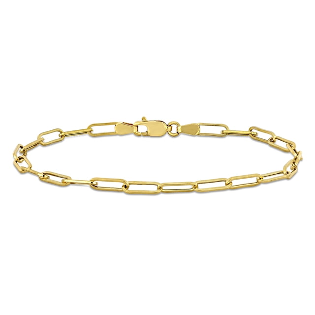 Miabella Women's 14kt Yellow Gold Paperclip Chain Bracelet