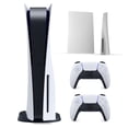 thumbnail image 1 of PlayStation 5 Customization Bundle: Disc Version Console and 2 Wireless Controllers with Mytrix Customized Body Plate - Grey, 1 of 7