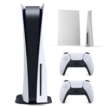 PlayStation 5 Ensemble de Personnalisation : Console Version à Disque et 2 Manettes Sans Fil avec Plaque de Boîtier Personnalisée Mytrix - Gris