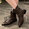 thumbnail image 1 of Styesk Boots for Women Women's Fashion Casual Spring Short Boots Solid Color Splicing Pointed Back Zipper Thick Heel Low Heel Ankle Boots Work Boots for Women, 1 of 9