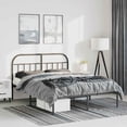 thumbnail image 1 of vidaXL Metal Bed Frame with Headboard Black 135x190 cm Double, 1 of 5