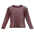 thumbnail image 1 of Women Sheer Fish Net Long Sleeve See-through Solid Casual Tops, 1 of 3