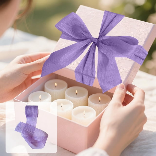 Fridja New Home Essentials Threaded Glitter Ribbon Chiffon Crinkle Satin Bow Gift Box Bouquet Wedding Card Newlywed Ribbon Decoration Gift Wrapping Ribbon