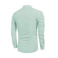 thumbnail image 3 of Wangsaura Men's Casual Shirt Solid Color Long Sleeve Stand Collar Button Tops, 3 of 7