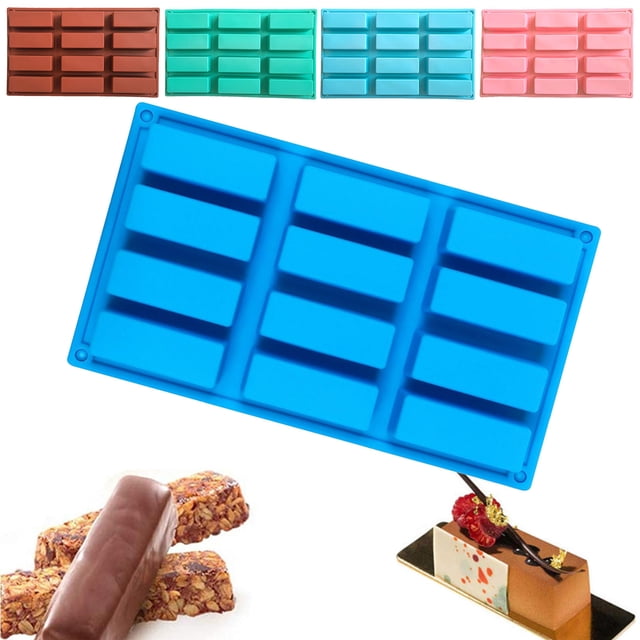 Iumwxz Kitchen Gadgets 12-Link Chocolate Small Rectangular Molds Cake Baking Molds Kitchen Utensil Set Light Blue Silica Gel My Order