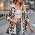 thumbnail image 2 of PEZHADA Womens Shacket Jacket New Leopard Print Button Long Sleeve Jacket Shirt Coat with Pocket Beige, 2 of 6