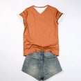 thumbnail image 3 of Besolor Summer Short Sleeve Shirts for Women Casual V Neck Solid Color Basic Tees Ladies Going out Tops, 3 of 3