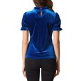 thumbnail image 3 of INSPIRE CHIC Chemise à Col à Volants pour Femmes, Manches Courtes, Hauts en Velours, Blouse TP Bleu Royal, 3 of 6