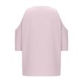 thumbnail image 4 of Liquidation! Hauts Grande Taille pour Femmes, Blouse à Manches Courtes d'Été pour Femmes, Mode Féminine Manches Courtes Col Rond Ample Épaules Dénudées Blouse, 4 of 5