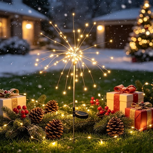 Décorations de Noël - Lumières DEL Solaires sur Piquet au Sol, Étanches, Lumières Extérieures pour Noël, Patio, Mariage, Fête, Déco Maison