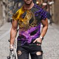 thumbnail image 1 of Qertyioot Liquidation T-Shirt d'Été pour Homme à Col Rond Imprimé Carnaval Décontracté à Manches Courtes, 1 of 3