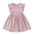 thumbnail image 2 of TopLLC Robe à Manches Courtes Col Rond Imprimé Floral pour Filles avec Manches Volantes Jupe Plissée pour Filles Été Jupe pour Enfants Robe Fille, 2 of 3