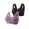thumbnail image 1 of Bigersell Womens Soutiens-Gorge de Sport 2 Pcs Style T-Shirt R-88 Dentelle Respirante Pack R-88-Violet, 1 of 5
