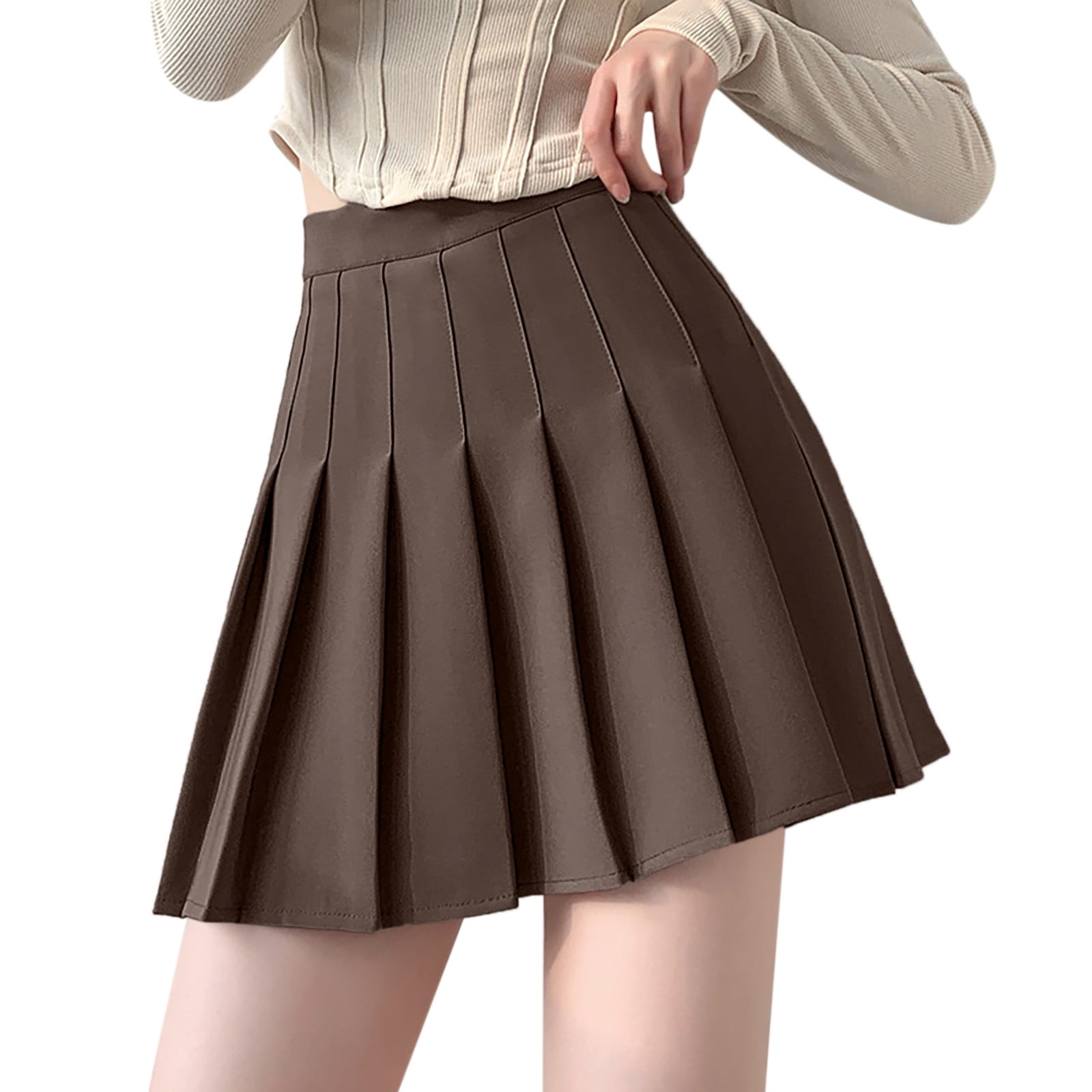 WTXUE Skirts for Women, Women's Girls Solid Pleated Skirt Basic