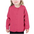 thumbnail image 1 of Fall Saving! HVOBTTY Girls Long Sleeve Open Front Cardigan, Girls Crewneck Cardigan Solid Long Sleeve Button Sweater Uniform Sweaters for Little Girls Hot Pink, 6 Years, 1 of 5