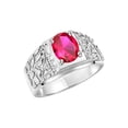 thumbnail image 4 of RYLOS Men's Rings Sterling Silver Designer Nugget Ring Oval 9X7MM Gemstone & Diamonds  Ruby July Birthstone Rings For Man Size 12, 4 of 7