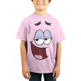 thumbnail image 1 of Bob L'éponge Visage de Patrick Étoile Sourire Dingo Enfants T-Shirt Rose, 1 of 3