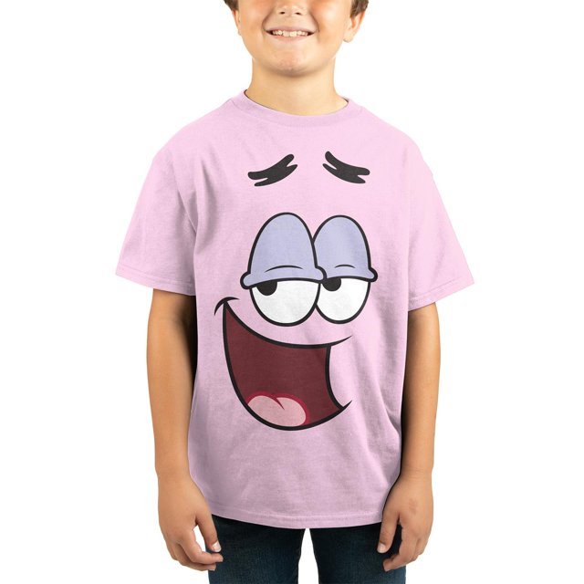 Bob L'éponge Visage de Patrick Étoile Sourire Dingo Enfants T-Shirt Rose