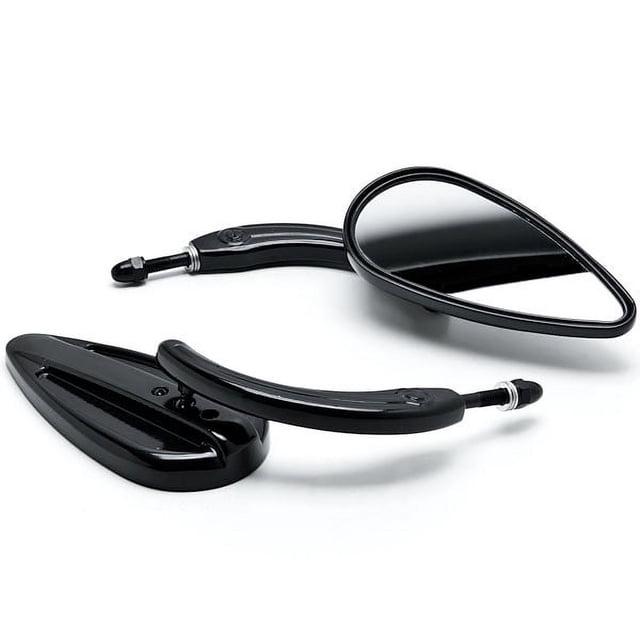 Krator Black Mirrors Universal Motorcycle Cruiser Compatible with Harley Davidson Road King Custom Classic