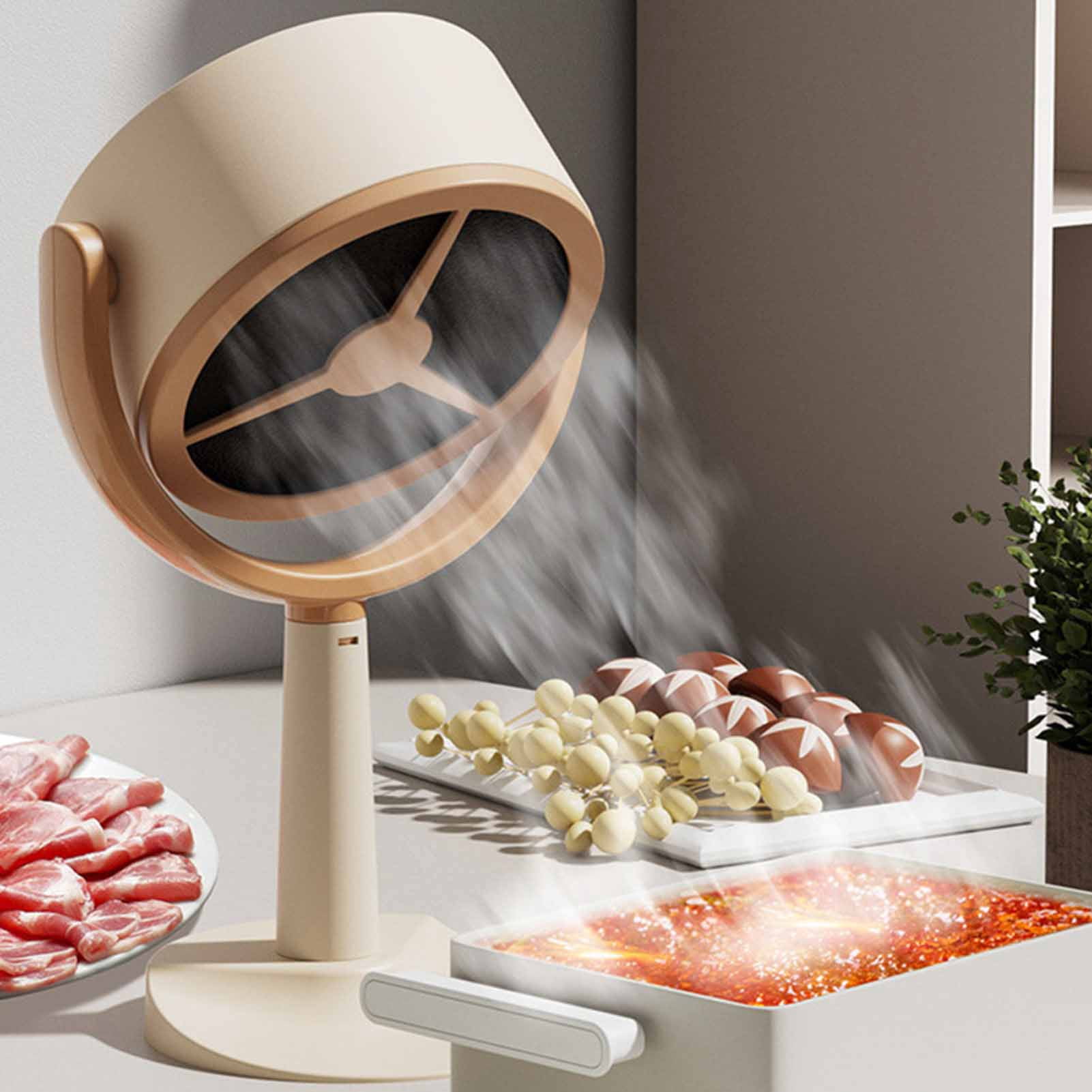Portable Range Hood, Desktop Kitchen Exhaust Fan Powerful USB Rechargeable Professional  for Outdoor Barbecue for Office Smoking