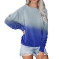 thumbnail image 1 of Hauts Mignons pour Femmes Automne Hiver Col Rond Manches Raglan Dégradé T-shirt Ample Blouses Habillées Décontractées en Liquidation, 1 of 4