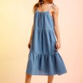 thumbnail image 1 of EGNMCR Robes de Fête pour Femmes Robe Décontractée Unie à Volants Dos Ouvert pour le Printemps et l'Été pour Femmes Jupe Courte, 1 of 8