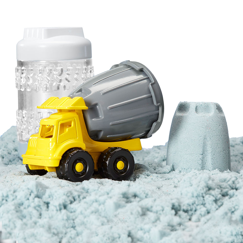 Wonder Factory Never Dry Sand Construction Trucks - Blue + Cement Mixer - Never Dries Out and Gluten Free