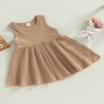 thumbnail image 3 of Robe de Bébé Enfant Fille Sans Manches Cou Solide Été une Ligne Robe, 3 of 8