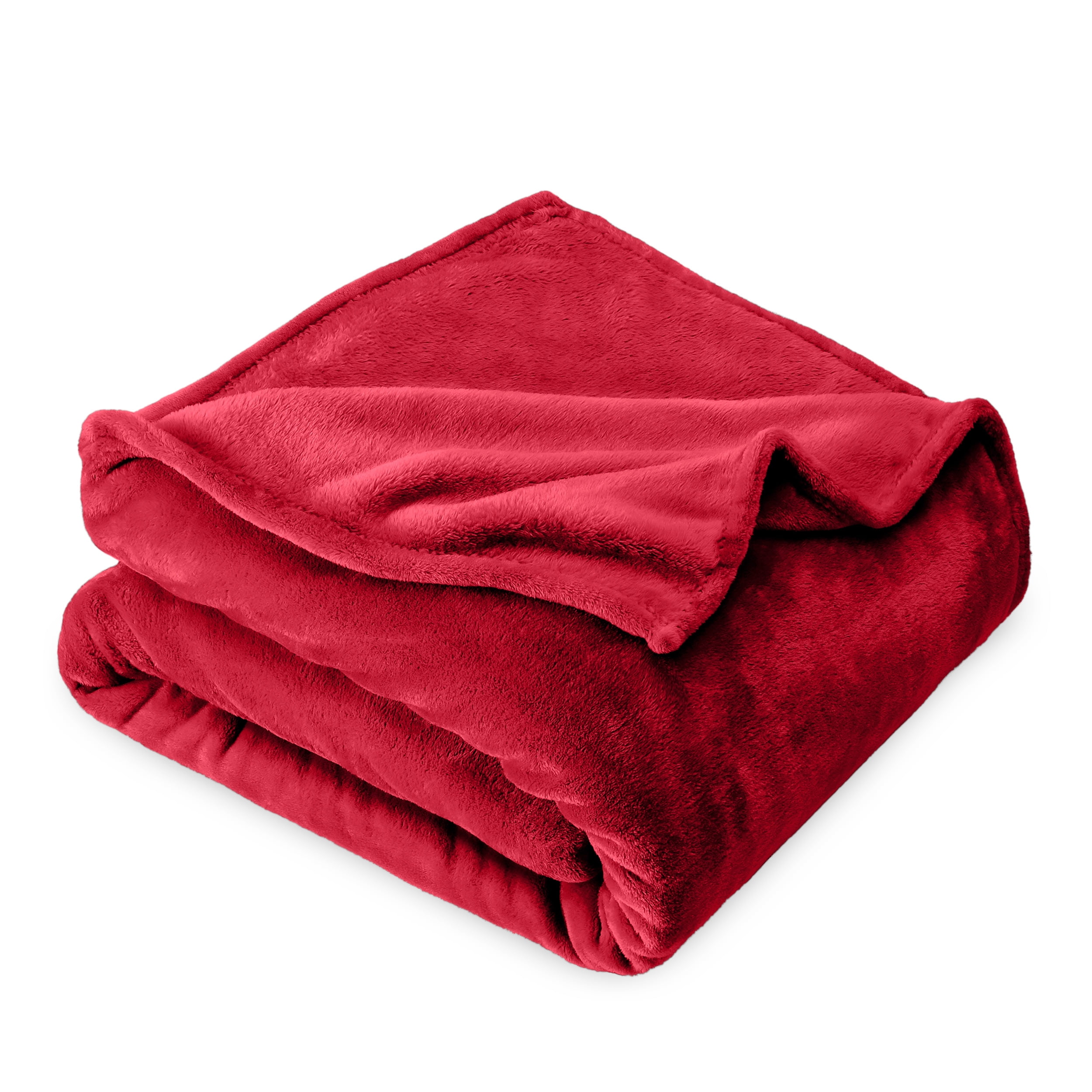 Bare Home Microplush Fleece Blanket - 300 GSM - Fuzzy Microfleece - Soft & Plush - Throw/Travel, Red