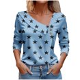 thumbnail image 1 of FAIWAD Hauts Tendance pour Femmes à Col en V, Chemises à Manches Longues Boutonnées, Imprimé d'Étoiles, Tunique Ajustée Décontractée, 1 of 3