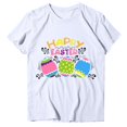 thumbnail image 2 of Daisyyozoid Chandail en Molleton Drôle de Pâques pour Femmes Décontracté Ample Col Rond Manches Courtes Imprimé Lettre Blouse T-shirt, 2 of 4