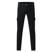 Ketyyh-chn99 Men's Jeans Pants Washed Straight Fit Men's Fashion Oversized Ripped Slim Jeans Pants Trousers Size for XL,Black