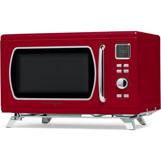 Nostalgia NMCMO9FTRD6A Microwave Oven, 0.9 Cu. Ft, Red