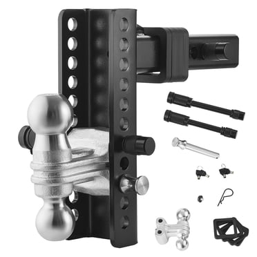 KFFKFF Adjustable Trailer Hitch 2" Receiver 8" Drop Tri-Ball Hitch 21500 lbs