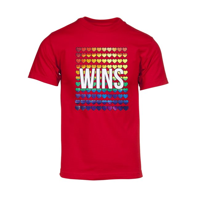 Mens Pride Love Wins Rainbow Short-Sleeve T-Shirt - Red - Small