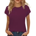 thumbnail image 1 of Charmgo Hauts pour Femmes Hauts d'Été pour Femmes Chemises à Manches Courtes Col Rond Tunique Mignonne et Tendance Blouses Sorties Hauts Grande Taille pour Femmes Vin TG, 1 of 4