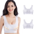 thumbnail image 2 of RKSTN Bras for Women Traceless Comfortable No Steel Ring High Elasticity Stretch 2PC Bras Solid Color Super Soft Breathable Gathering Plus Size Everydays Bras, 2 of 5