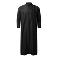 thumbnail image 3 of Kcodviy Male Casual Robe Muslim Mens Casual Button Down Shirts Long Sleeve Stand Collar Thobe Long Dress Shirts Solid Pocket Long Sleeve Men's Button Down Shirts Long Sleeve Jubba Robe, 3 of 4