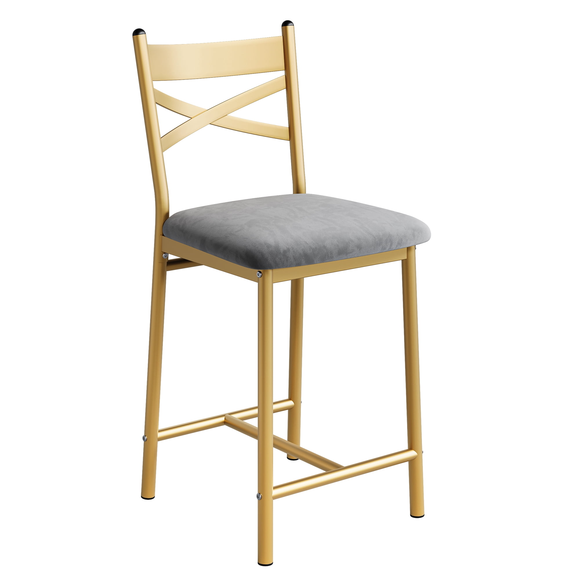 Bar Stools Set of 2 with Back & Footrest, Modern Counter Height Barstools for Kitchen Island