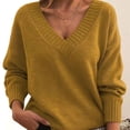 thumbnail image 2 of Timegard Hauts pour Femmes Col en V Profond Manches Longues Ample Confortable Chandail à Enfiler Automne Hiver Décontracté Hauts Chandail, 2 of 3