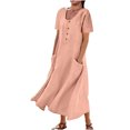 thumbnail image 1 of Bigersell Robes à Manches Longues pour Femmes Offres Femme Col Rond Manches Courtes Robe Chemise Midi Style D-27 Robes Formelles Invitées de Mariage pour Dames Robes d'Été Régulières, Rouge Melon D\'eau m, 1 of 5