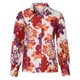 thumbnail image 3 of IROINID Liquidation Chemises à Manches Longues pour Femmes à Col en V Été Imprimé Boutons Col Rabattu Hauts Blouse Chemise Chandail, Orange, 3 of 6